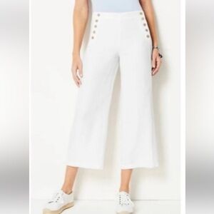 J.Jill Linen Blend Stretch Wide Leg High Rise Crop Ankle Pants Like New Sz 16P